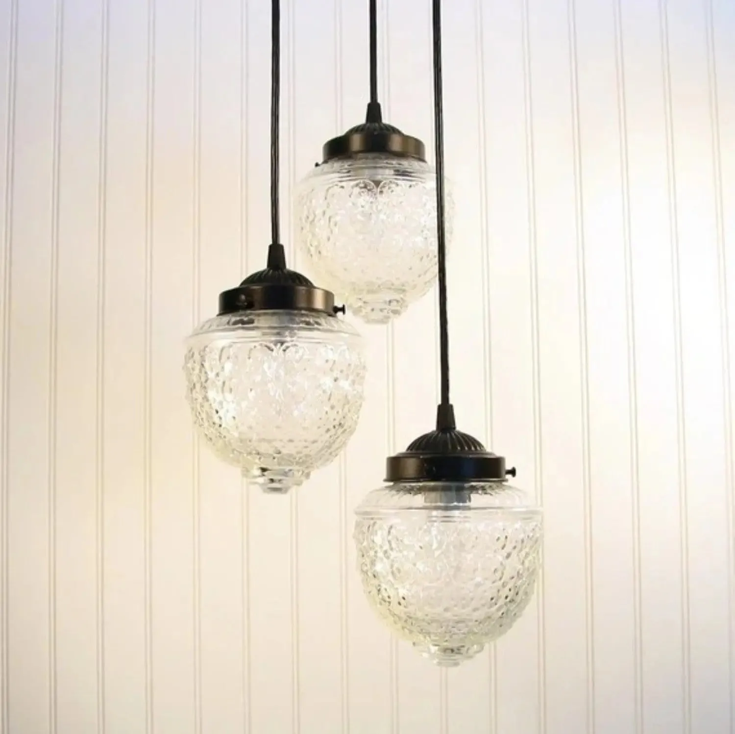 Acorn Glass Pendant Light Chandelier Trio