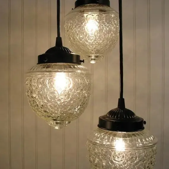 Acorn Glass Pendant Light Chandelier Trio