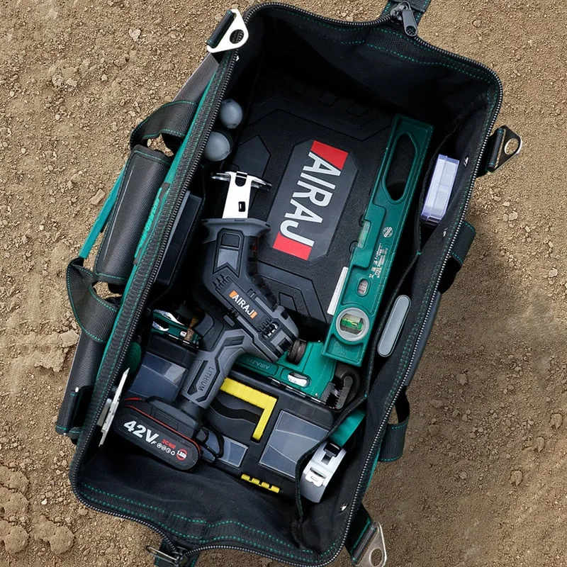 AIRAJ New Electrician Tool Bag with Reflective Strip Oxford Cloth Wear-resistant Multi-Pocket Waterproof Storage Hand bag