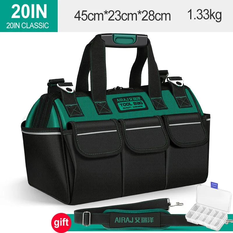 AIRAJ New Electrician Tool Bag with Reflective Strip Oxford Cloth Wear-resistant Multi-Pocket Waterproof Storage Hand bag