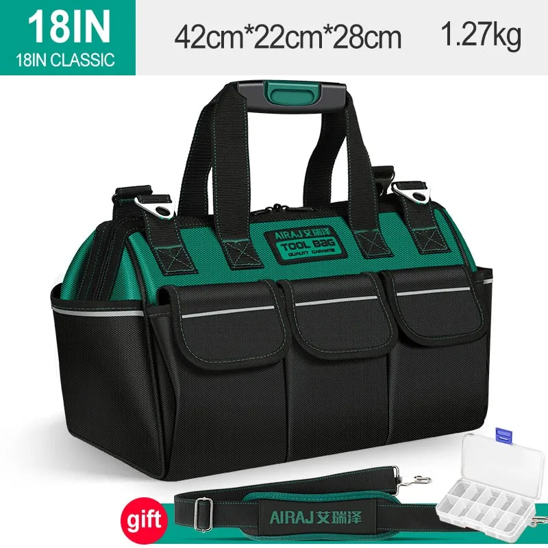 AIRAJ New Electrician Tool Bag with Reflective Strip Oxford Cloth Wear-resistant Multi-Pocket Waterproof Storage Hand bag