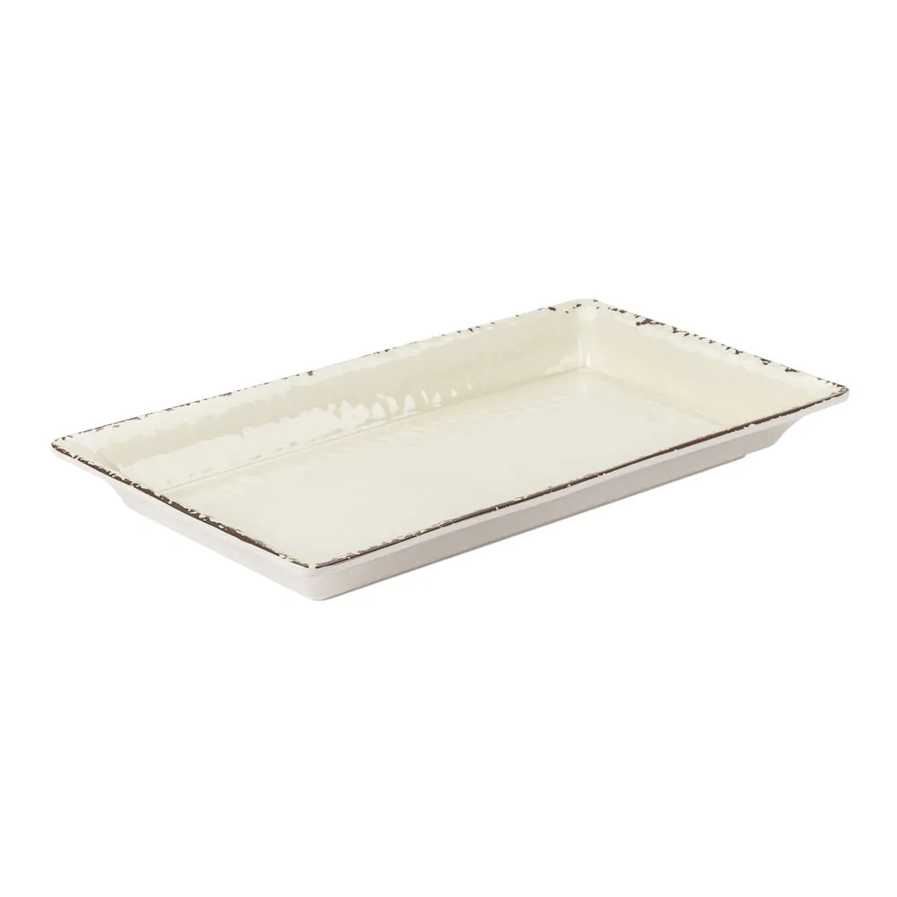 American Metalcraft AWMEL12  Antique White Large Rectangular Melamine Platter