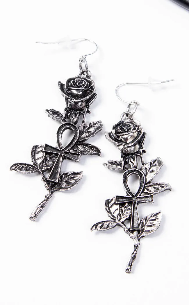 Ankh Roses Earrings | Silver