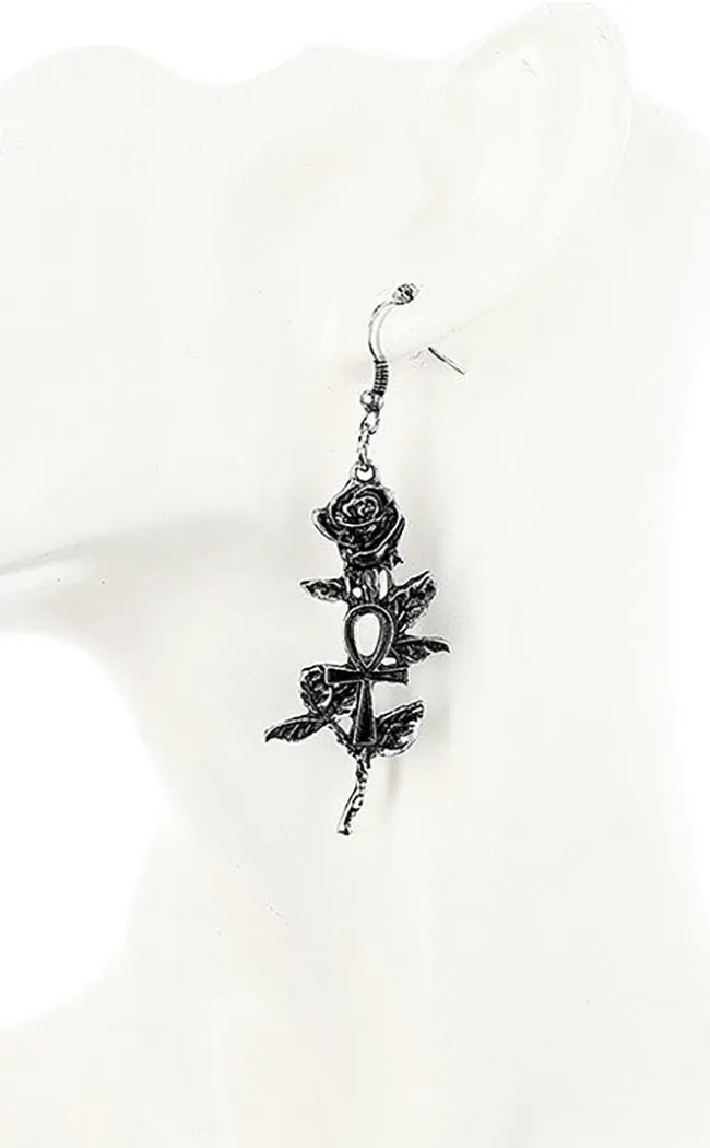 Ankh Roses Earrings | Silver