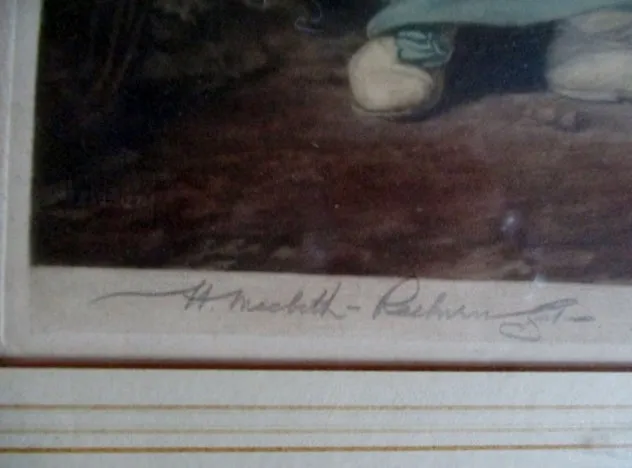 Antique 1919 SIGNED Henry Macbeth-Raeburn LITHOGRAPH PRINT Picture FINE ART