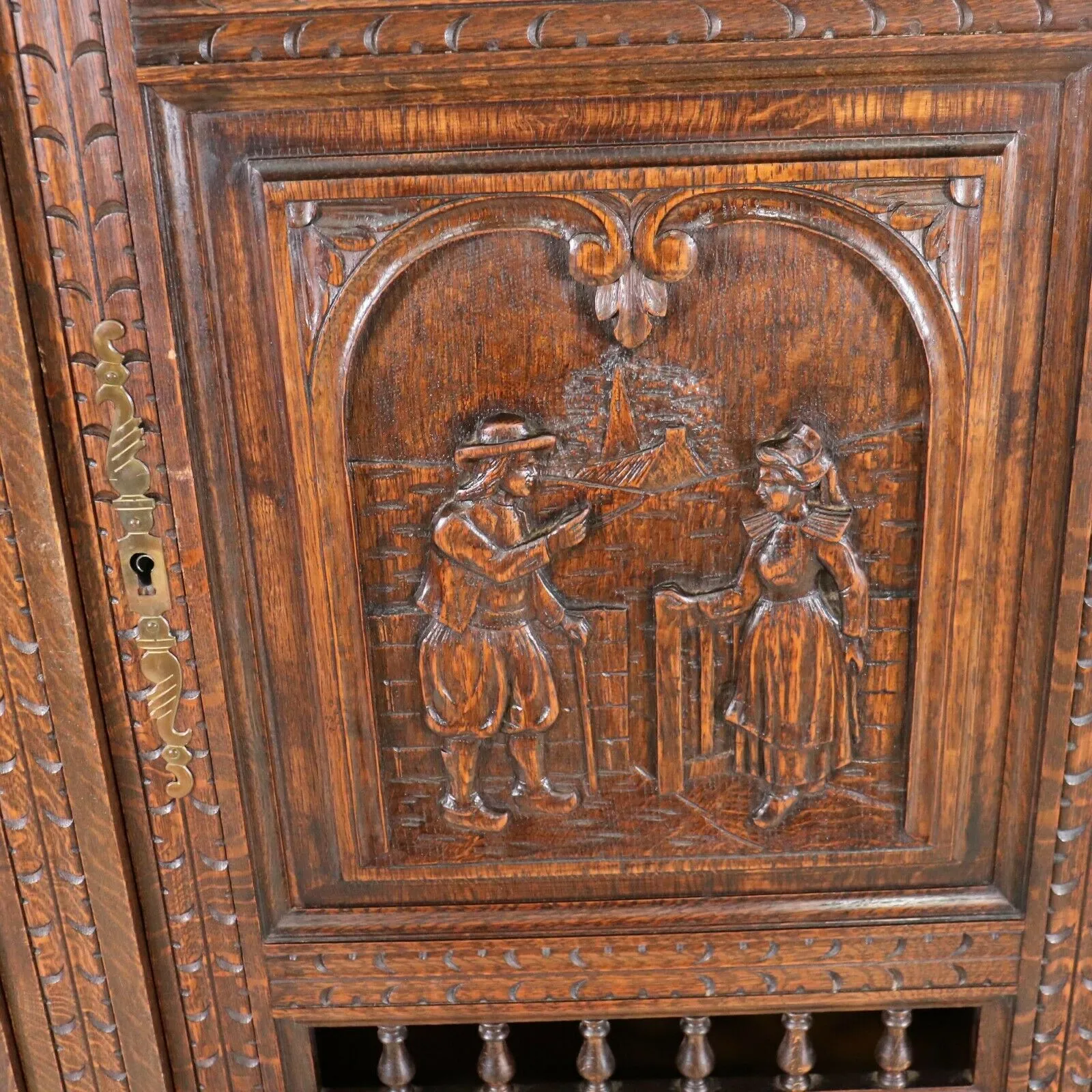 Antique Armoire Breton, Triple Door French Breton Style Oak Armoire, Beautiful!!