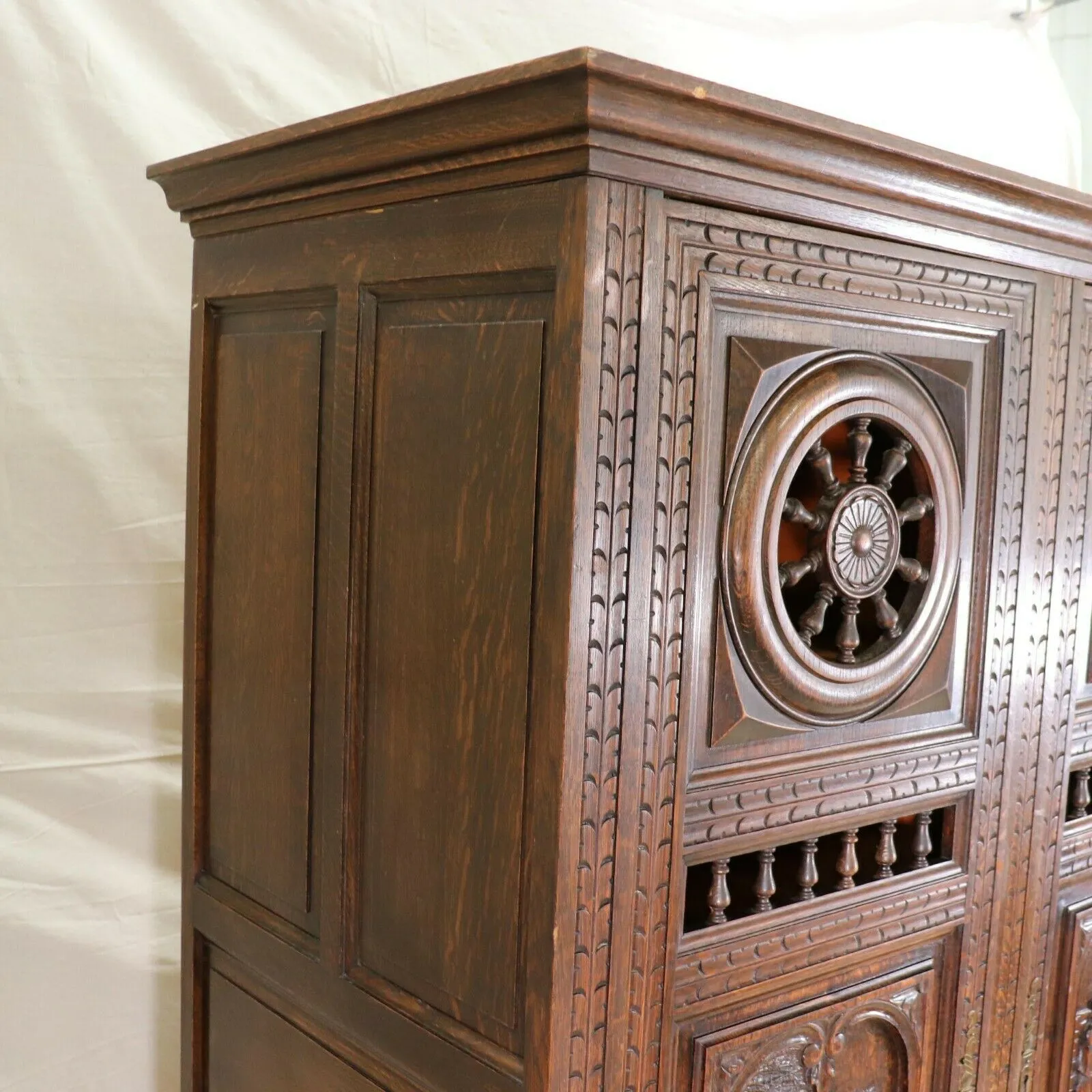Antique Armoire Breton, Triple Door French Breton Style Oak Armoire, Beautiful!!
