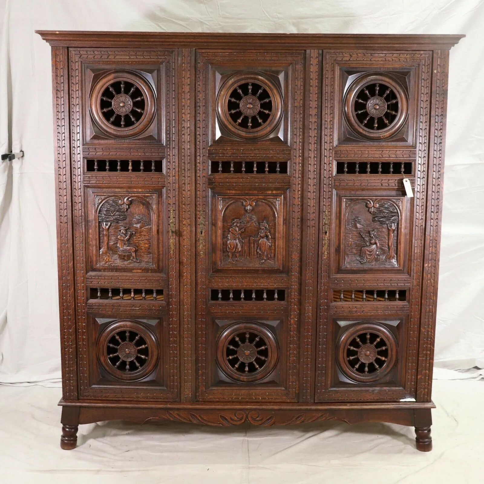 Antique Armoire Breton, Triple Door French Breton Style Oak Armoire, Beautiful!!