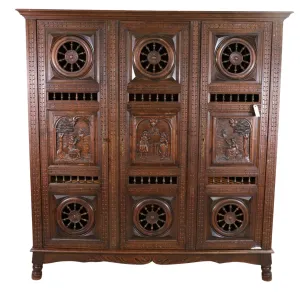 Antique Armoire Breton, Triple Door French Breton Style Oak Armoire, Beautiful!!