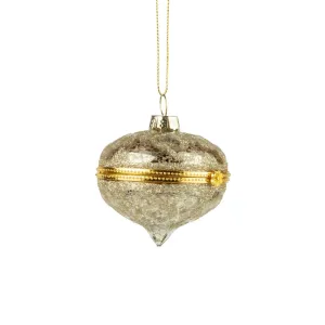 Antique Gold Glass Trinket Box Ornament - Onion
