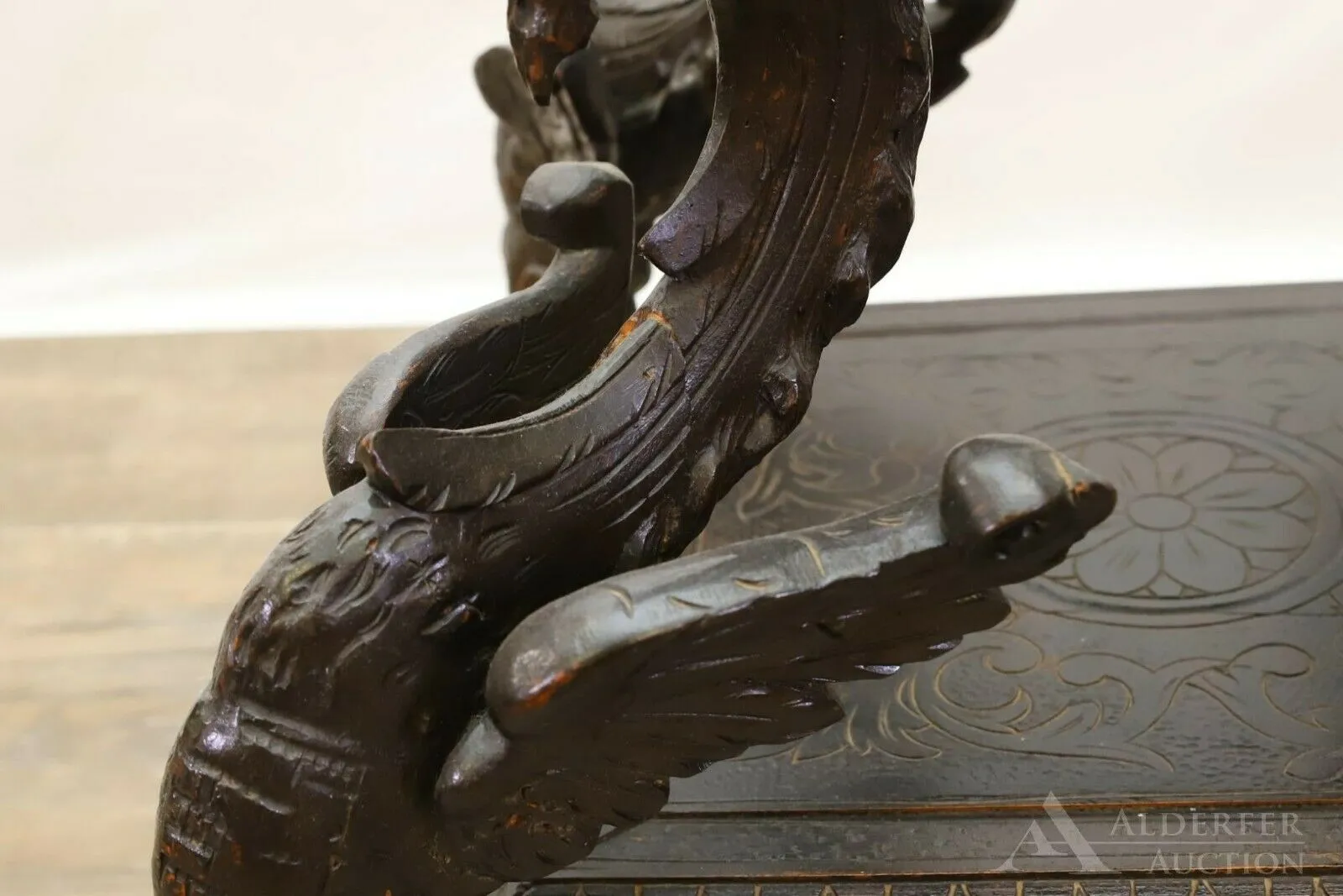 Antique Table, Occasional, Side, Renaissance Revival Griffin Carved Oak, Beauty!!