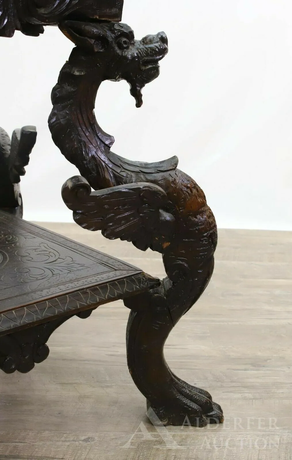 Antique Table, Occasional, Side, Renaissance Revival Griffin Carved Oak, Beauty!!