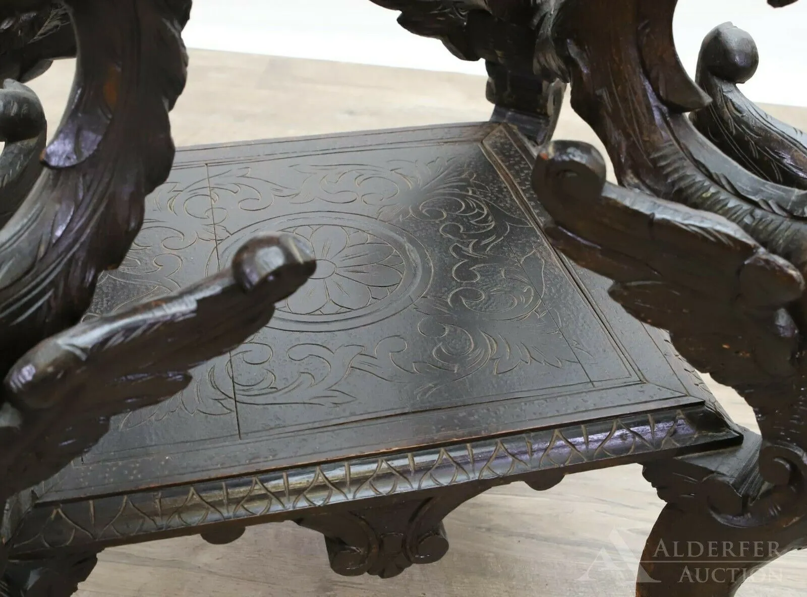 Antique Table, Occasional, Side, Renaissance Revival Griffin Carved Oak, Beauty!!