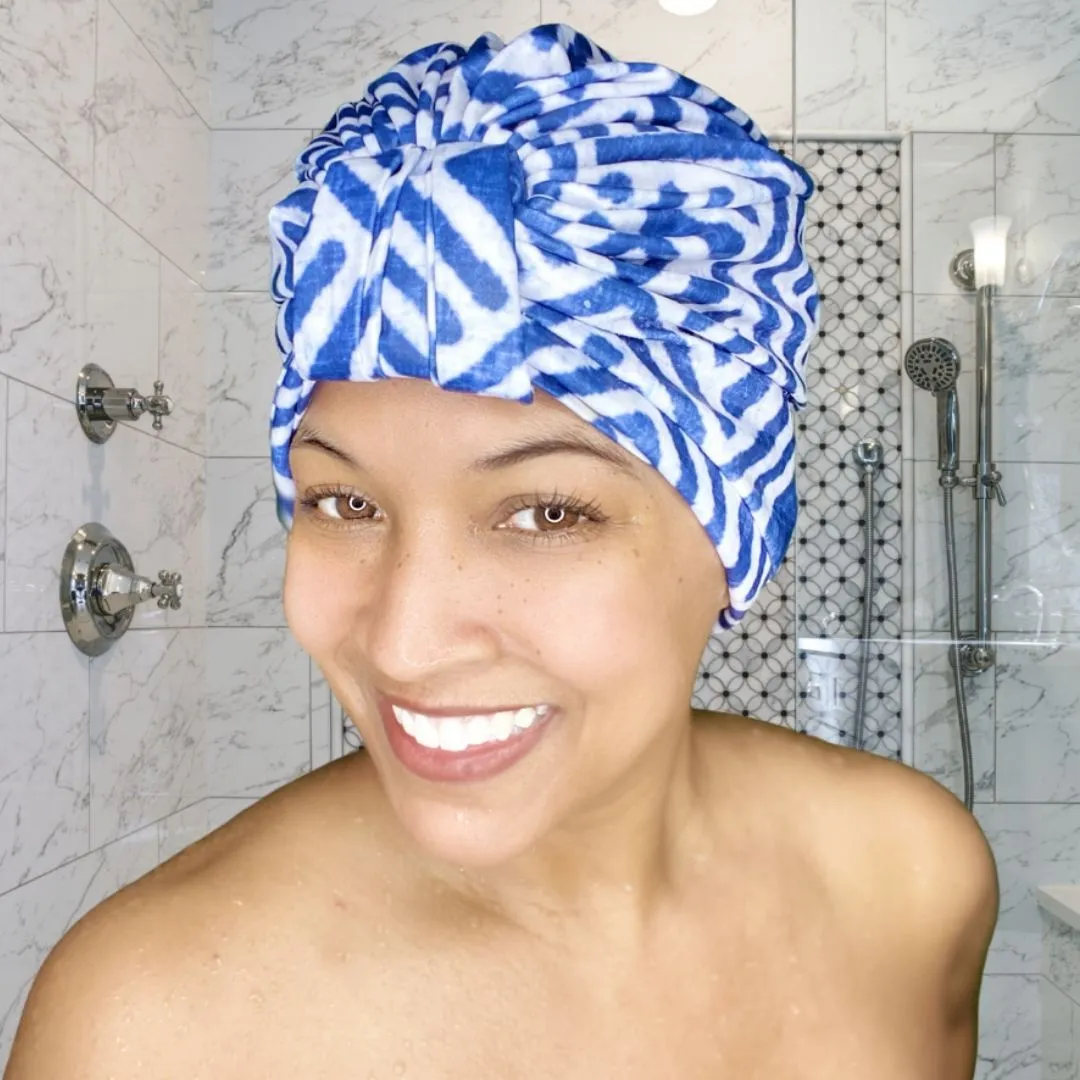 AQUA "Luxe Banded" Turban (Navy Yard)