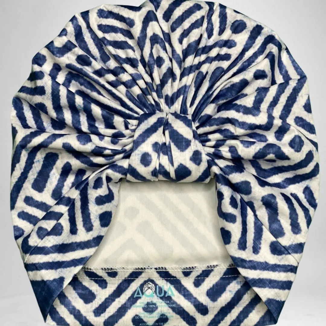 AQUA "Luxe Banded" Turban (Navy Yard)