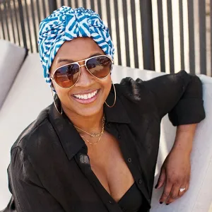 AQUA "Luxe Banded" Turban (Navy Yard)