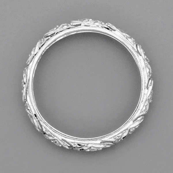 Art Deco Granby Antique Scrolls Platinum and Diamond Wedding Ring - Size 6 3/4