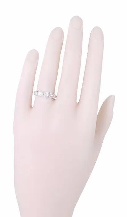 Art Deco Granby Antique Scrolls Platinum and Diamond Wedding Ring - Size 6 3/4