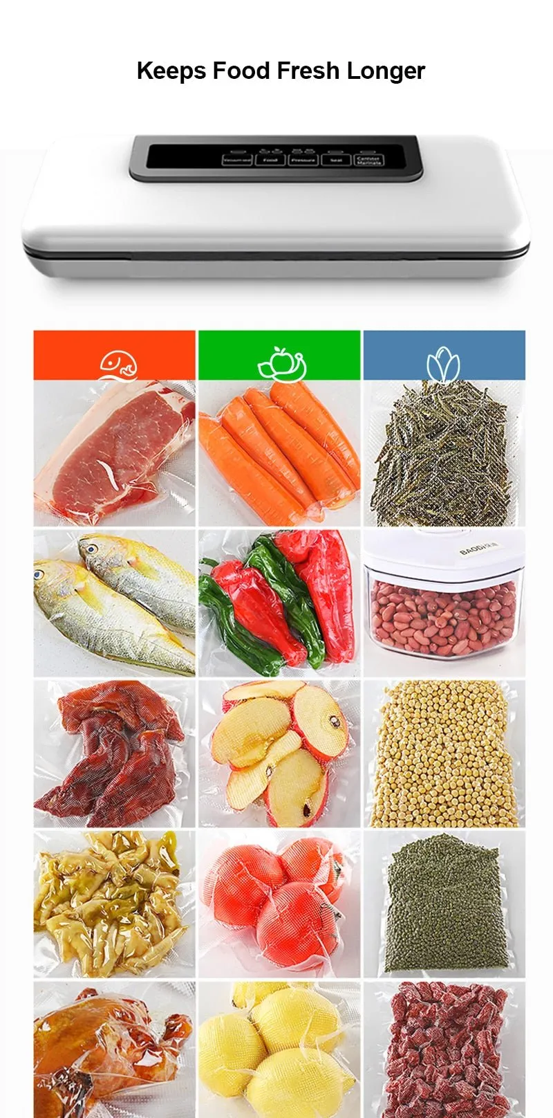Automatic Food Vacuum Sealer With Vacuum Bags