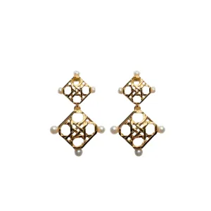 Avignon Double Wicker Gold Earrings