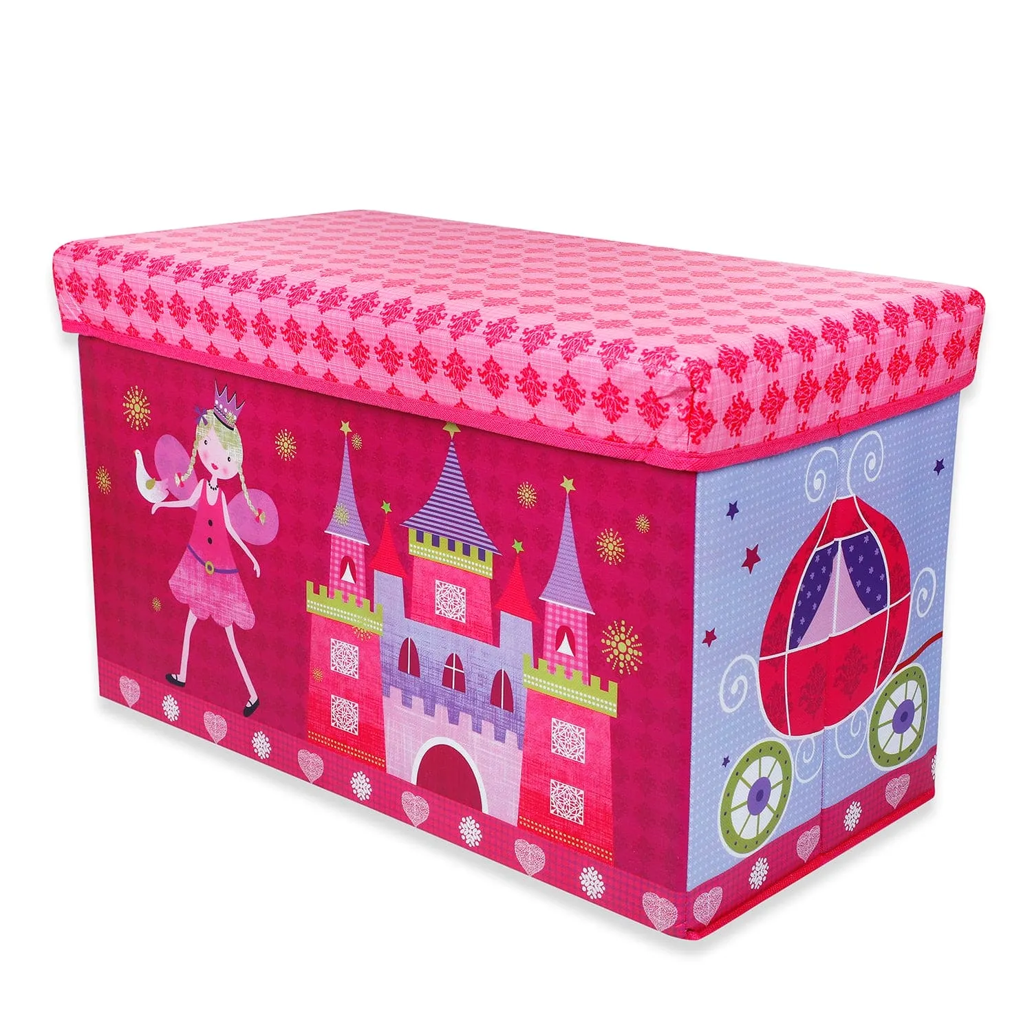 Baby Moo Fairytale Princess Large Multifunctional Playroom Storage Box - Pink