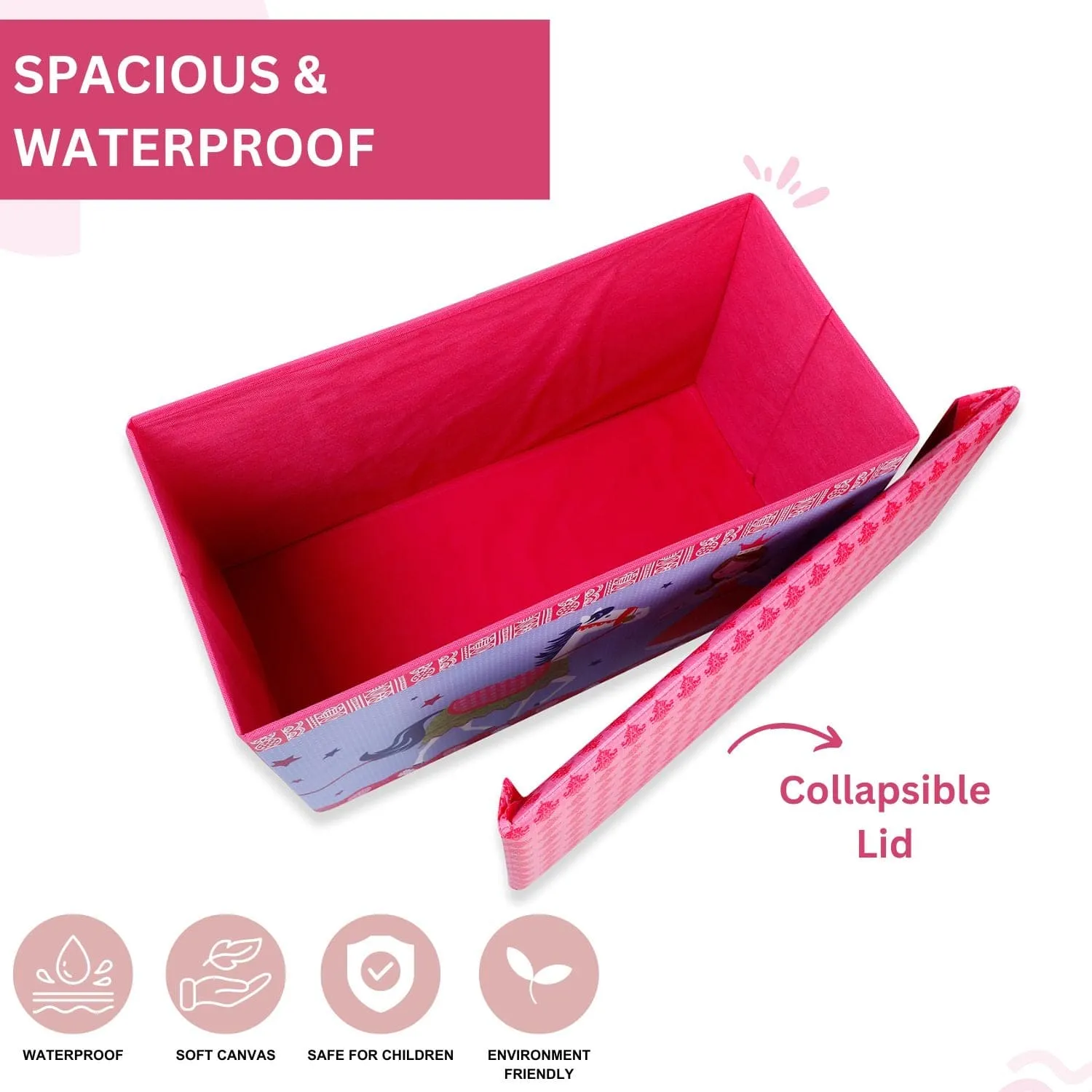 Baby Moo Fairytale Princess Large Multifunctional Playroom Storage Box - Pink