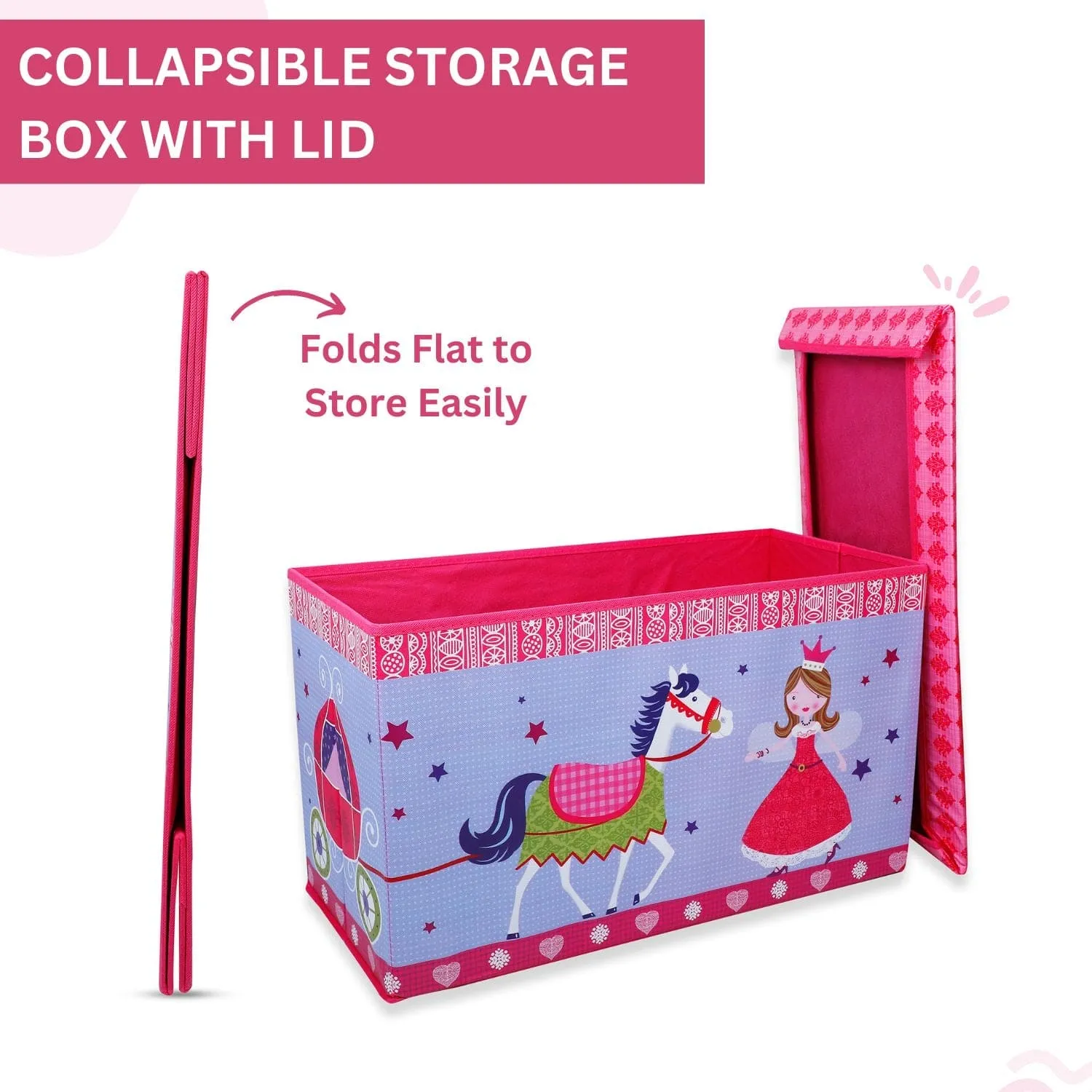 Baby Moo Fairytale Princess Large Multifunctional Playroom Storage Box - Pink