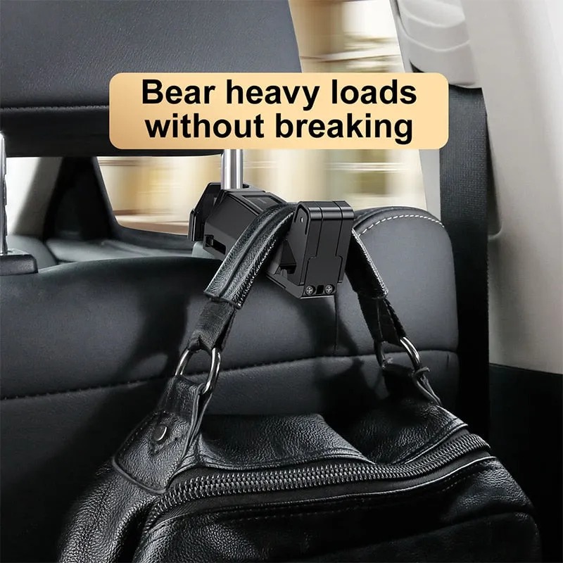 Baseus 2 in1 Car Headrest Hook with Phone Holder Back Seat Hook for Bag Handbag Fastener Backseat Organizer Multifunction Clip