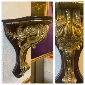 Beautiful Hand Carved Corbels with Brass Details - SOLD