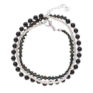 Beloved Schwarzer Onyx Silberfarbig Armband