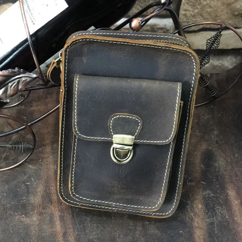 Belt Pouch Leather Cell Phone Holster Cell Phone Purse Crossbody Leather Belt Bag for Men