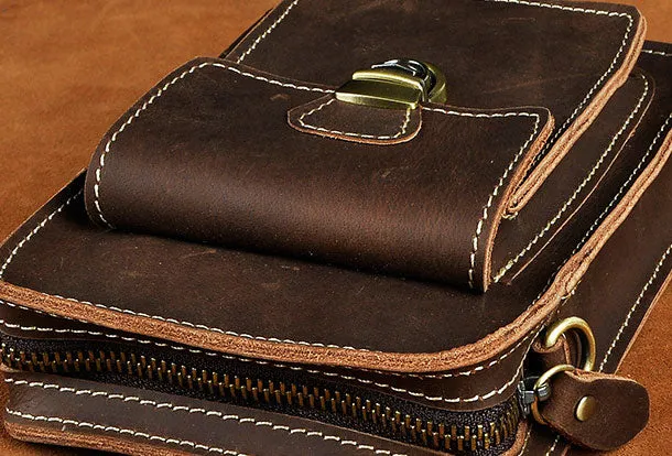 Belt Pouch Leather Cell Phone Holster Cell Phone Purse Crossbody Leather Belt Bag for Men