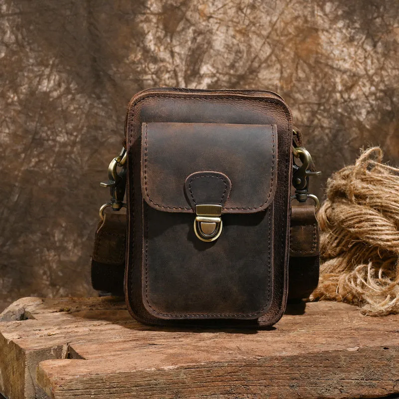 Belt Pouch Leather Cell Phone Holster Cell Phone Purse Crossbody Leather Belt Bag for Men