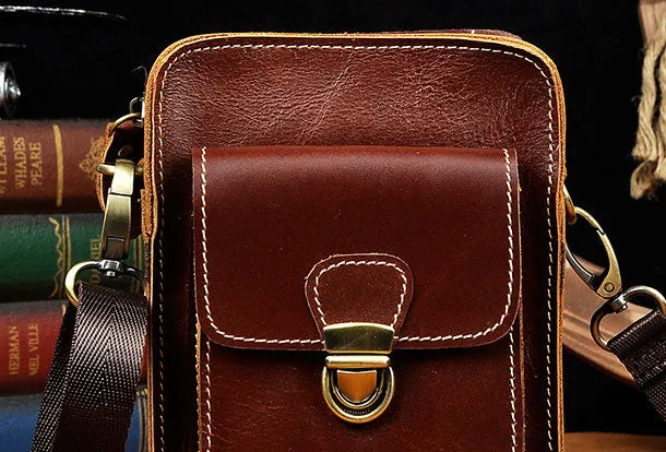 Belt Pouch Leather Cell Phone Holster Cell Phone Purse Crossbody Leather Belt Bag for Men