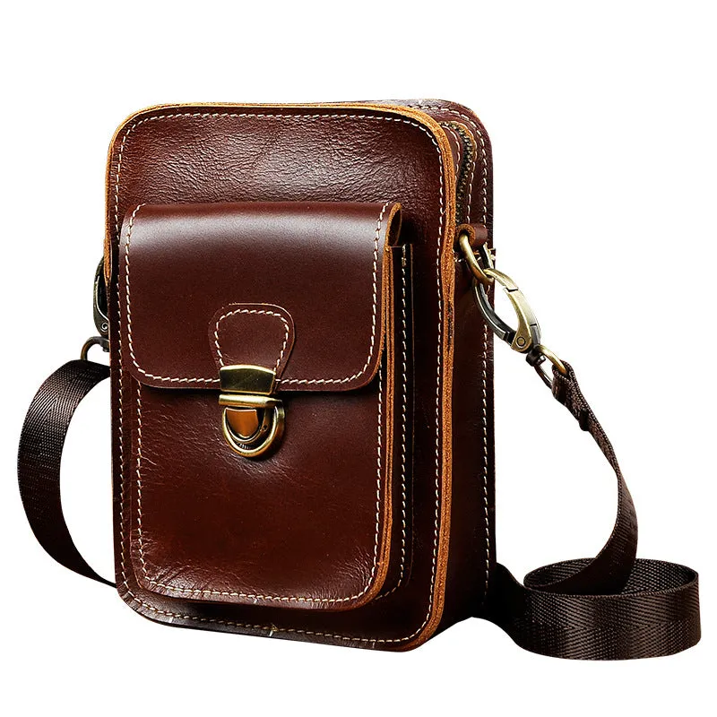 Belt Pouch Leather Cell Phone Holster Cell Phone Purse Crossbody Leather Belt Bag for Men
