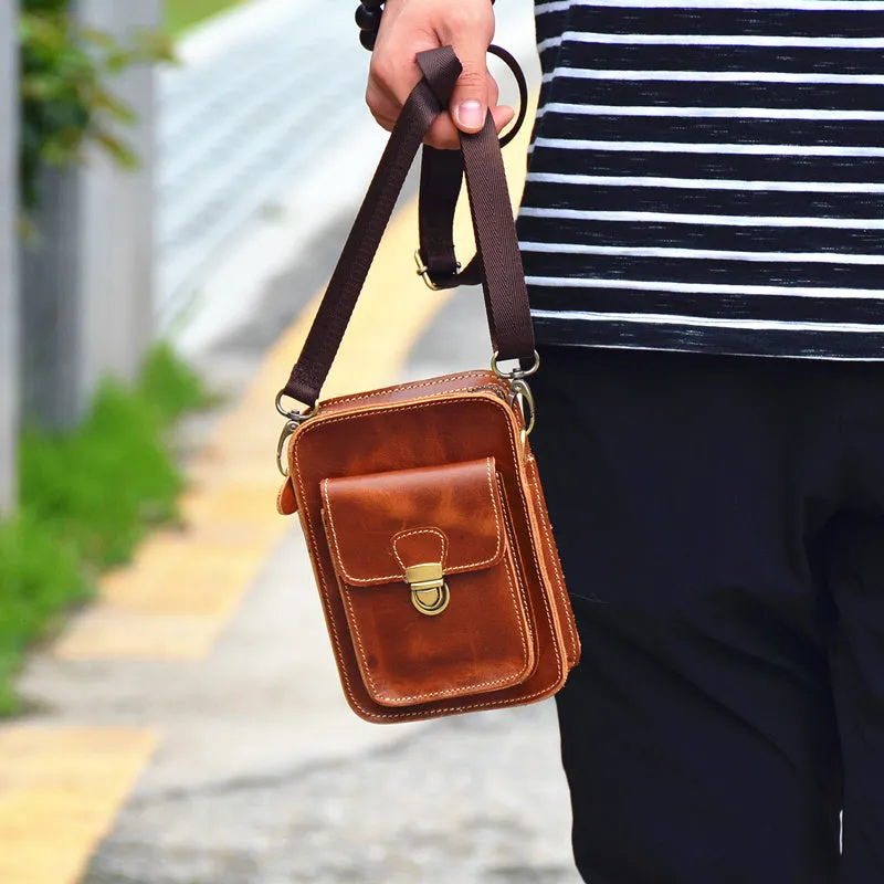 Belt Pouch Leather Cell Phone Holster Cell Phone Purse Crossbody Leather Belt Bag for Men