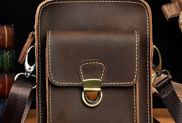 Belt Pouch Leather Cell Phone Holster Cell Phone Purse Crossbody Leather Belt Bag for Men