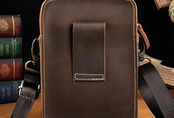 Belt Pouch Leather Cell Phone Holster Cell Phone Purse Crossbody Leather Belt Bag for Men