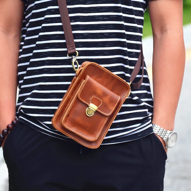 Belt Pouch Leather Cell Phone Holster Cell Phone Purse Crossbody Leather Belt Bag for Men