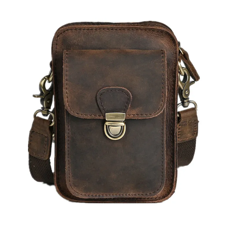 Belt Pouch Leather Cell Phone Holster Cell Phone Purse Crossbody Leather Belt Bag for Men