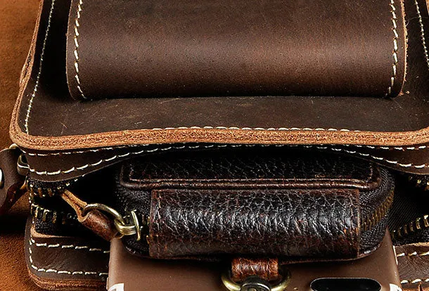 Belt Pouch Leather Cell Phone Holster Cell Phone Purse Crossbody Leather Belt Bag for Men