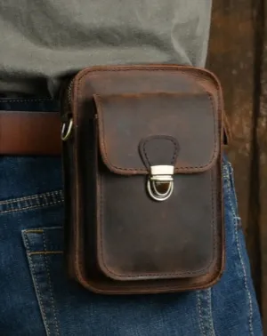 Belt Pouch Leather Cell Phone Holster Cell Phone Purse Crossbody Leather Belt Bag for Men