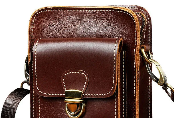 Belt Pouch Leather Cell Phone Holster Cell Phone Purse Crossbody Leather Belt Bag for Men
