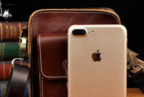 Belt Pouch Leather Cell Phone Holster Cell Phone Purse Crossbody Leather Belt Bag for Men