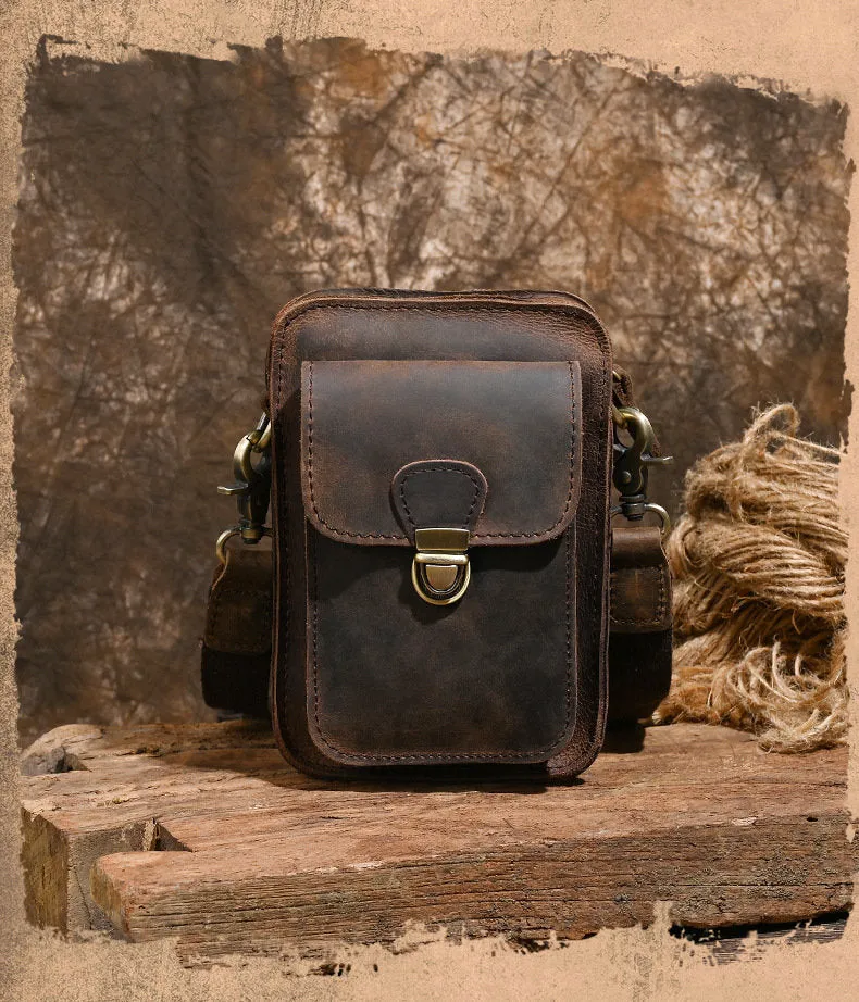 Belt Pouch Leather Cell Phone Holster Cell Phone Purse Crossbody Leather Belt Bag for Men