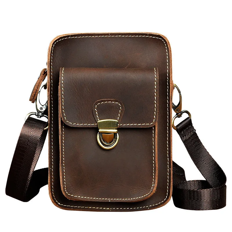 Belt Pouch Leather Cell Phone Holster Cell Phone Purse Crossbody Leather Belt Bag for Men