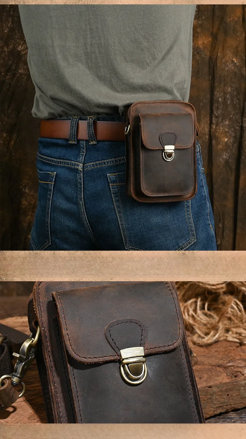 Belt Pouch Leather Cell Phone Holster Cell Phone Purse Crossbody Leather Belt Bag for Men