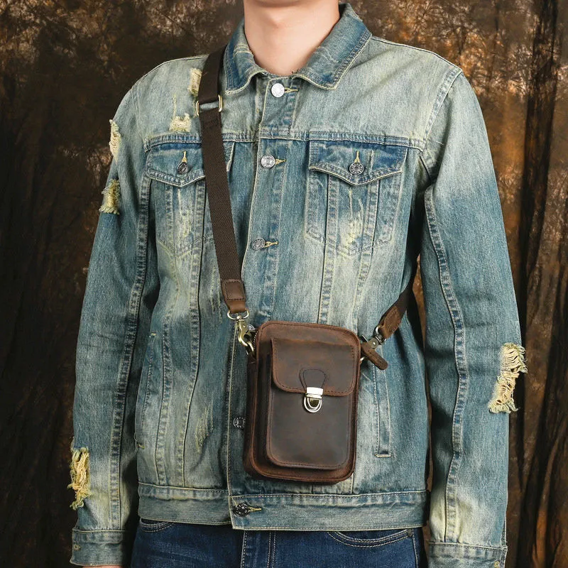 Belt Pouch Leather Cell Phone Holster Cell Phone Purse Crossbody Leather Belt Bag for Men