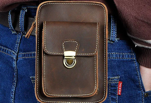 Belt Pouch Leather Cell Phone Holster Cell Phone Purse Crossbody Leather Belt Bag for Men