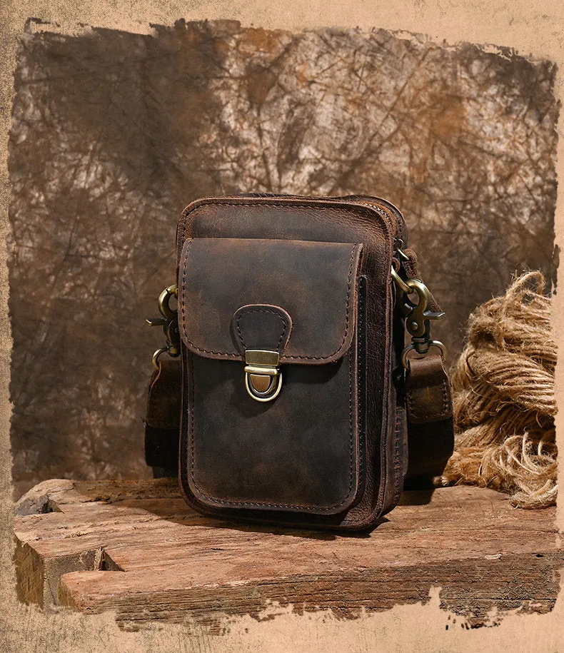 Belt Pouch Leather Cell Phone Holster Cell Phone Purse Crossbody Leather Belt Bag for Men